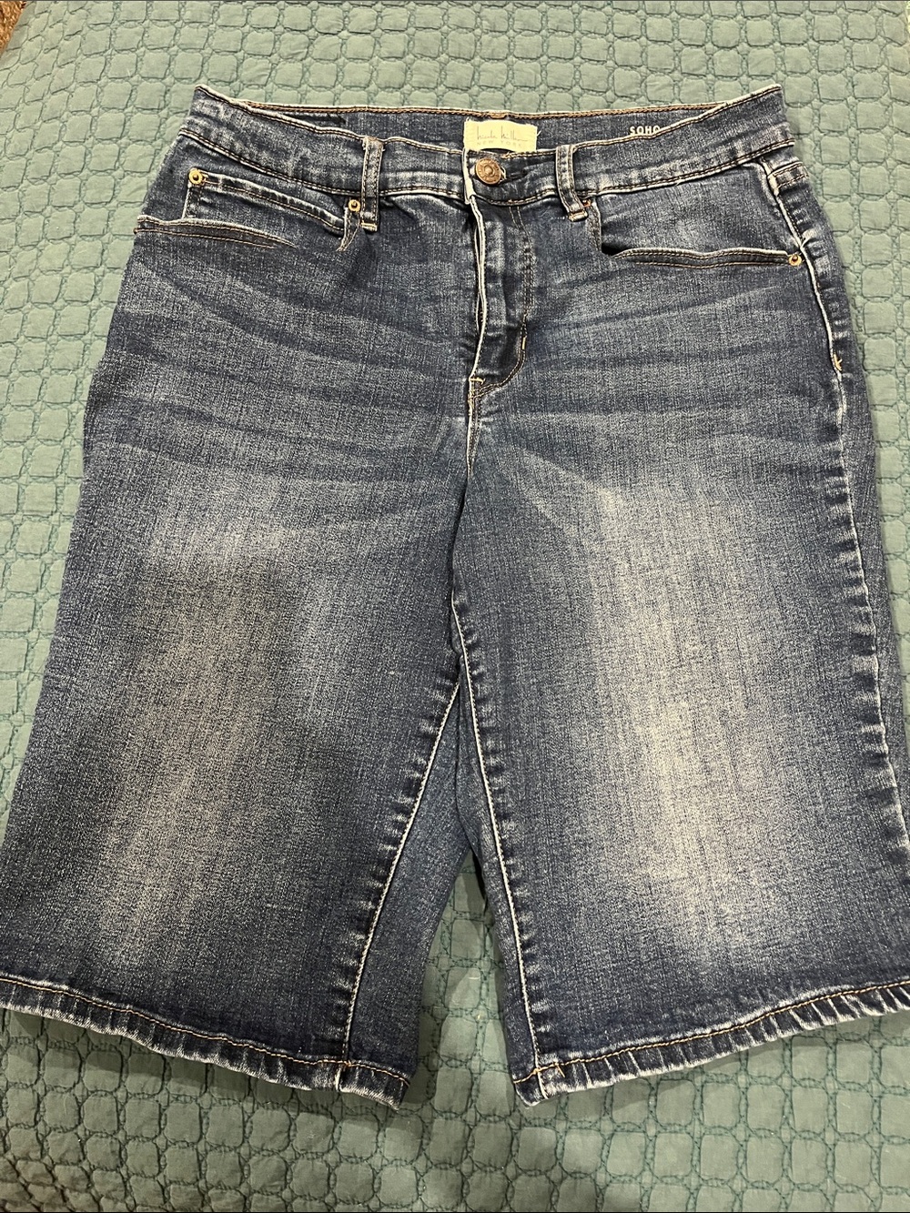 Nicole Miller Faded Blue Boyfriend Denim Bermuda Shorts